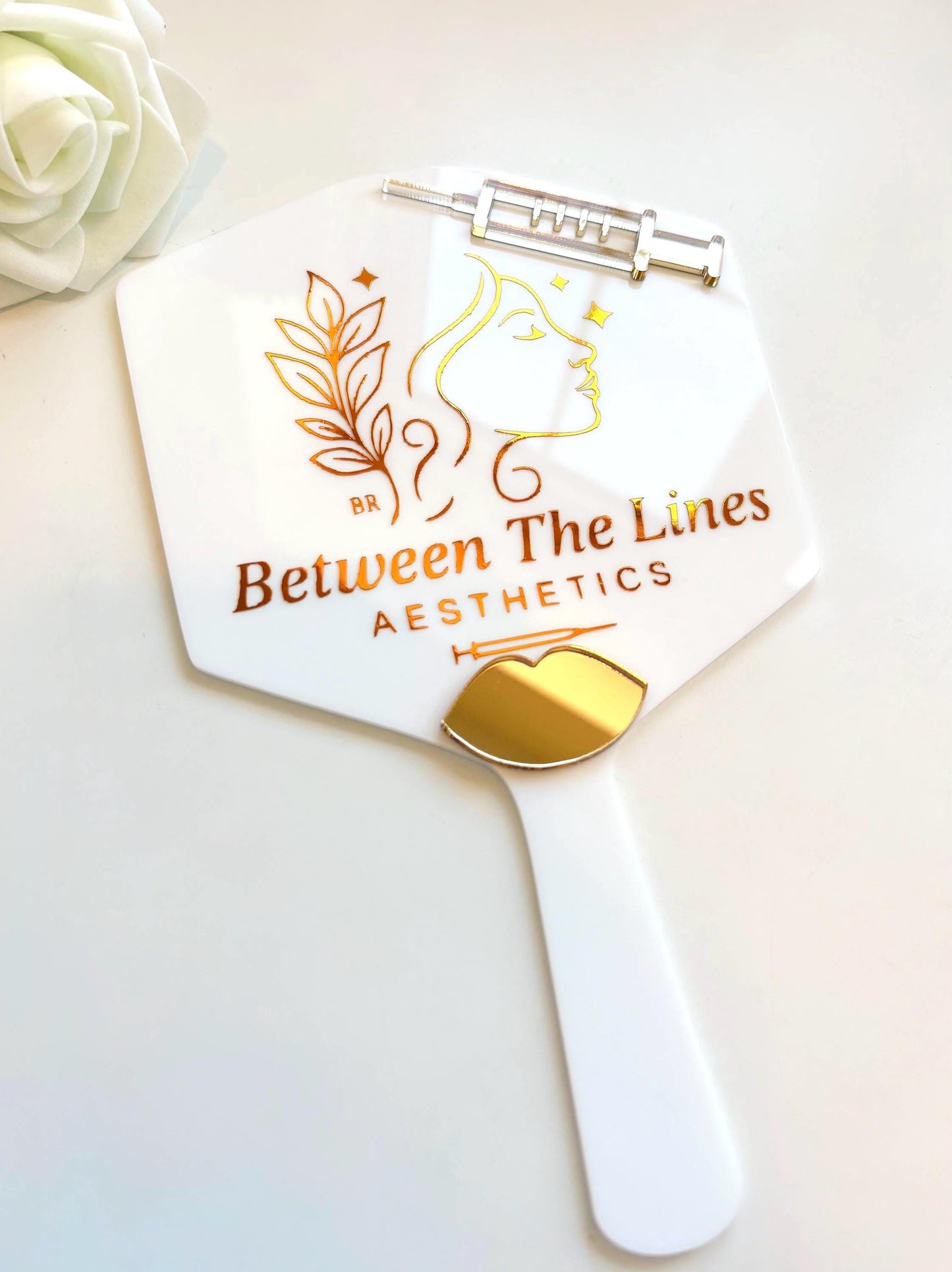 Personalised Aesthetics Mirror Logo | Custom Logo Mirror | Lip Filler Face Paddle