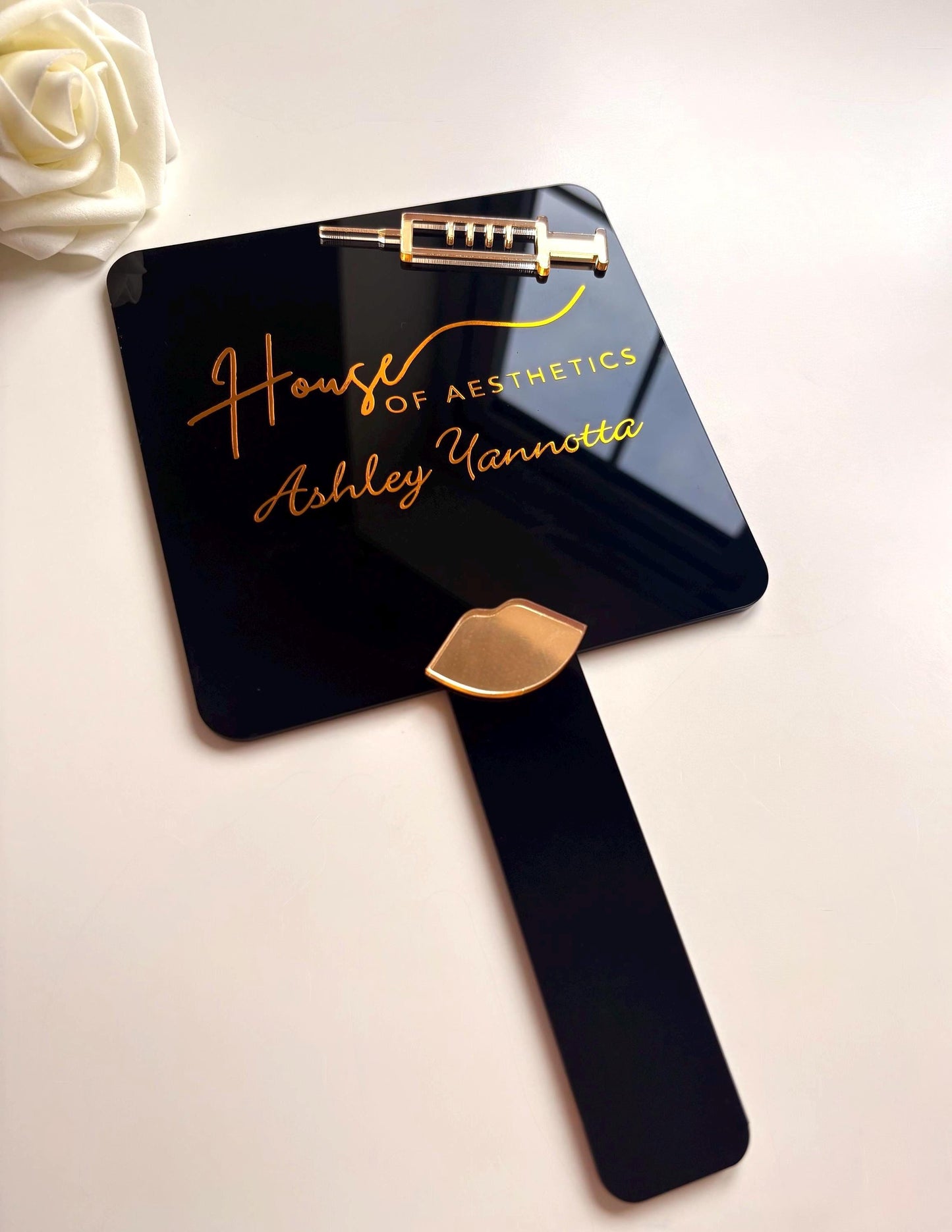 Personalised Square Aesthetics Logo Handheld Mirror