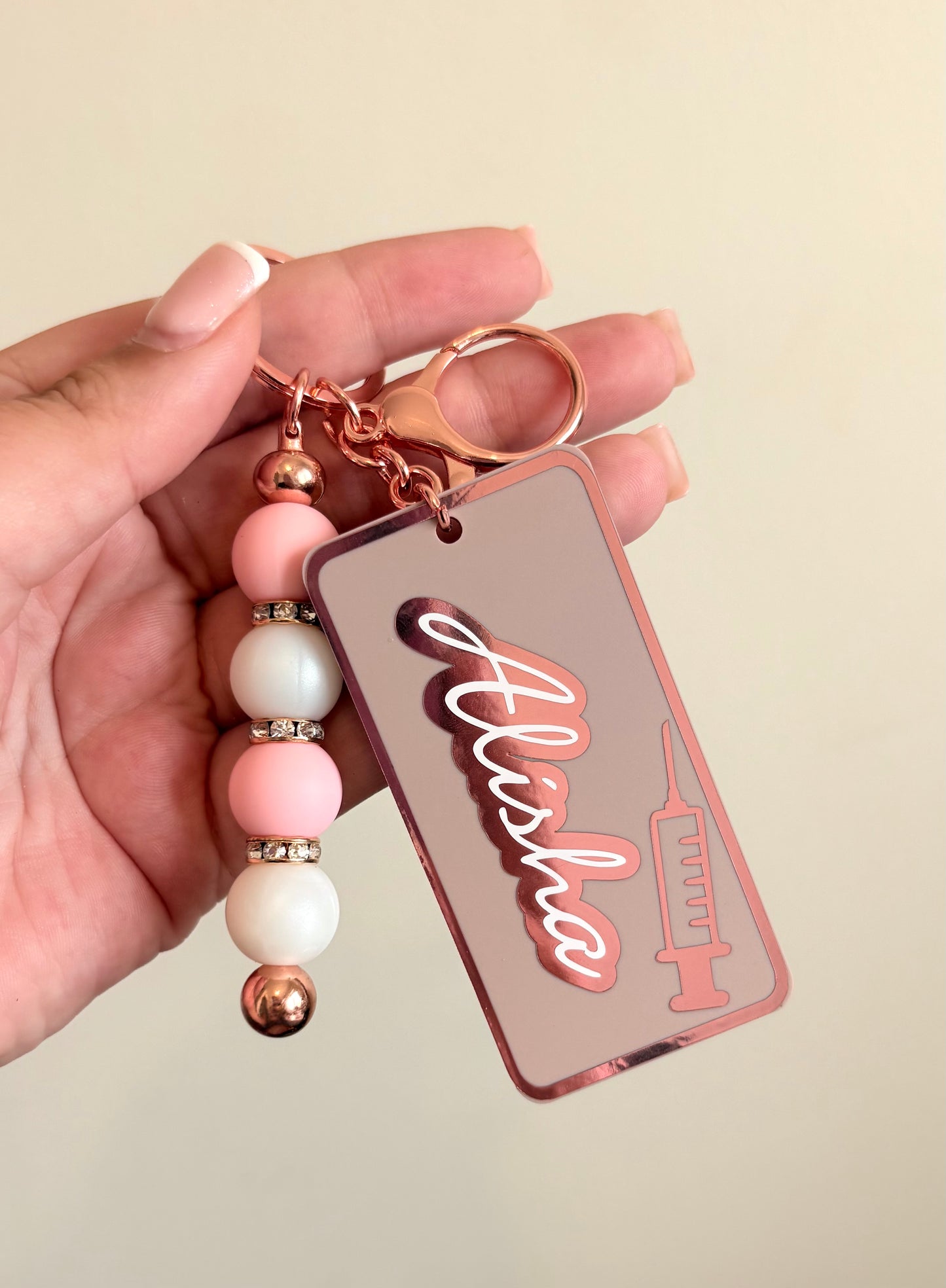 Personalised Beaded Keyring | Beauty Acrylic Keyring