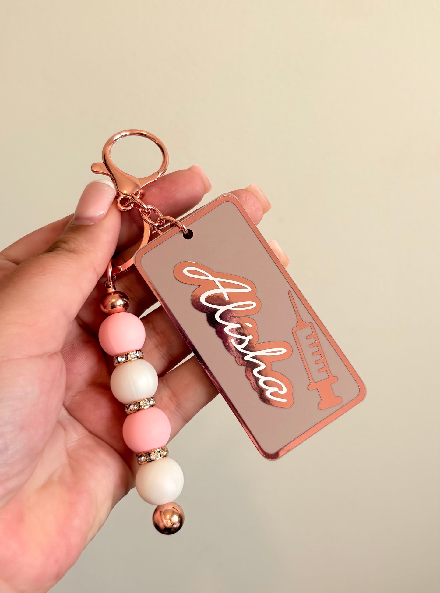 Personalised Beaded Keyring | Beauty Acrylic Keyring
