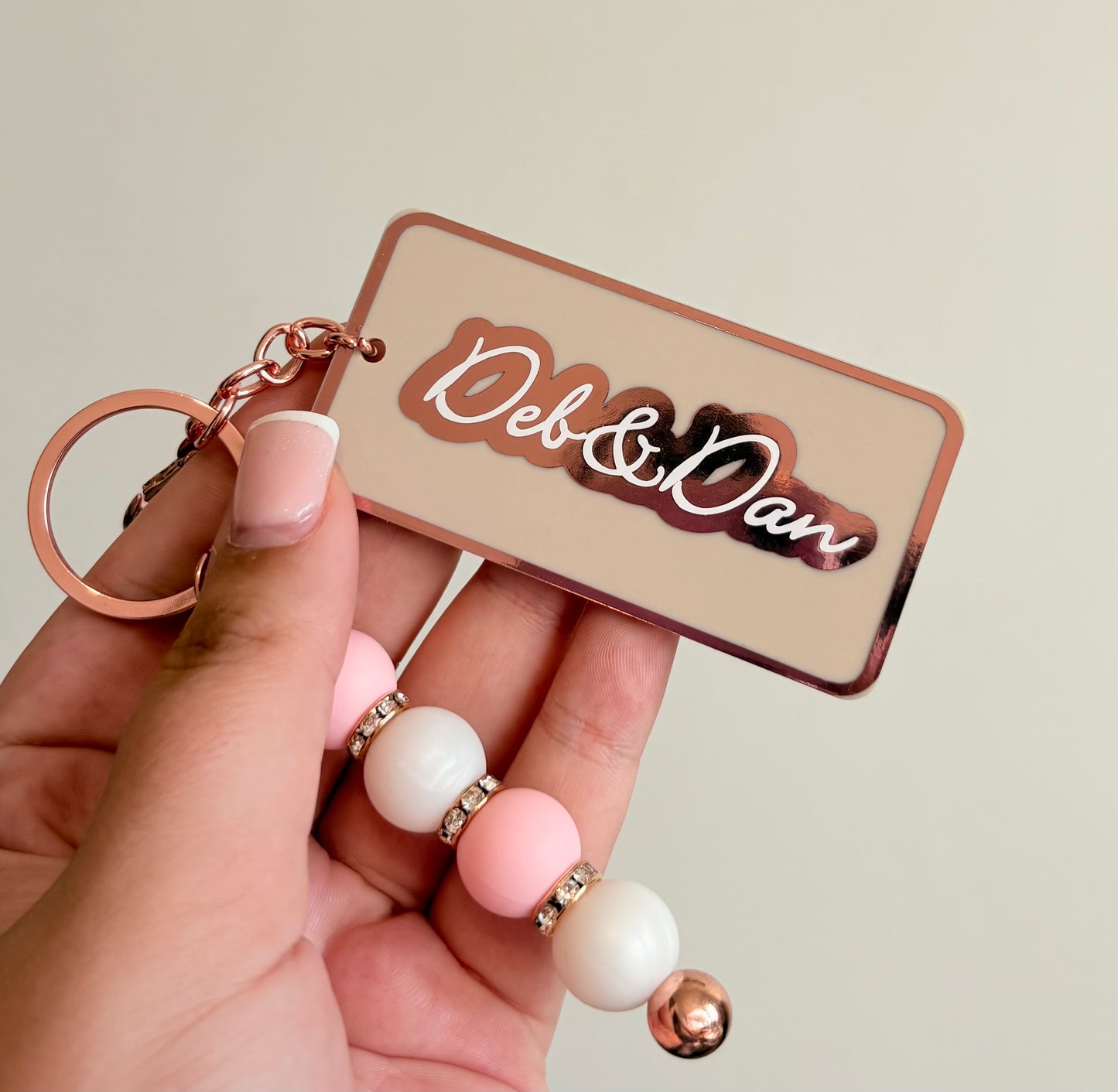 Personalised Beaded Keyring | Beauty Acrylic Keyring