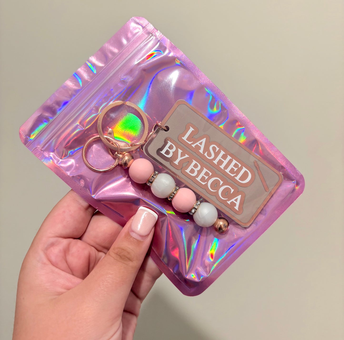 Personalised Beaded Keyring | Beauty Acrylic Keyring