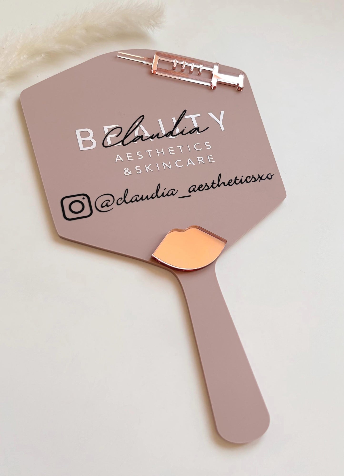 Personalised Aesthetics Mirror Logo | Custom Logo Mirror | Lip Filler Face Paddle