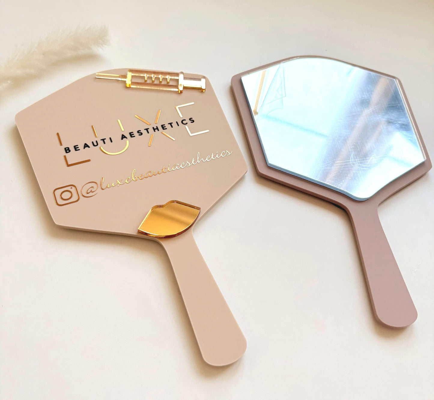 Personalised Aesthetics Mirror Logo | Custom Logo Mirror | Lip Filler Face Paddle