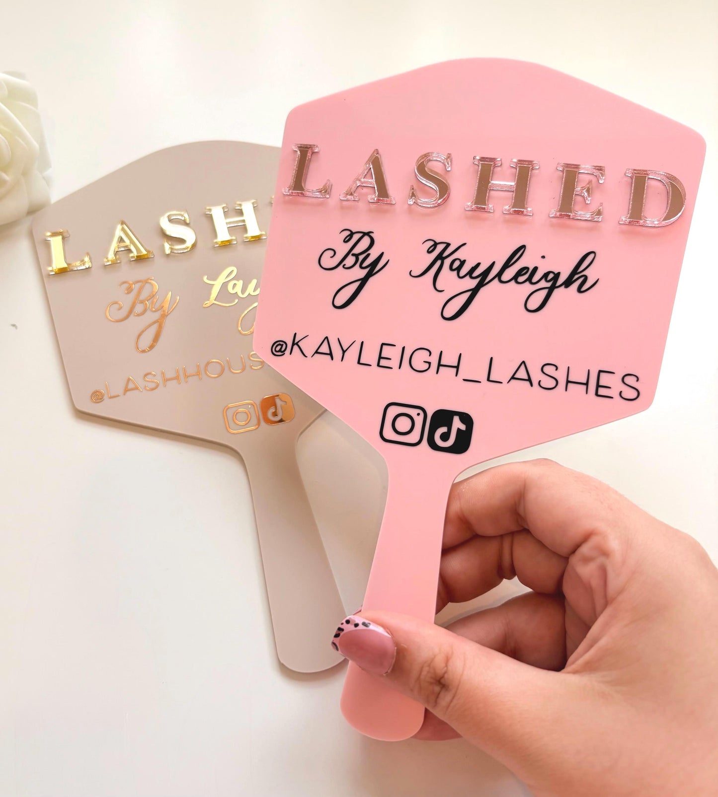 Personalised Eyelash Technician Prop | Handheld Mirror Social Media Prop