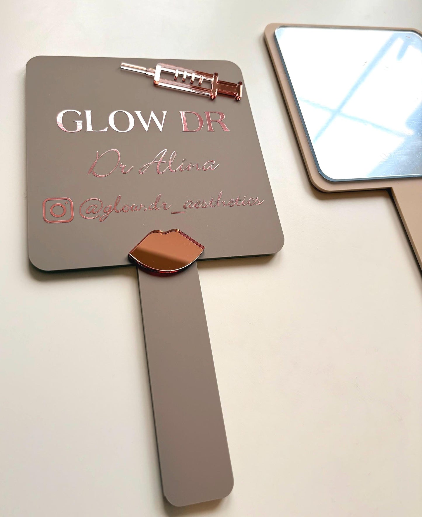 Personalised Square Aesthetics Logo Handheld Mirror