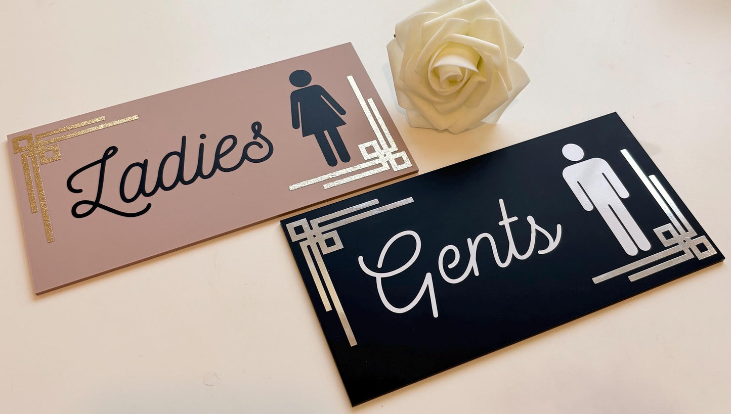 Modern Toilet Sign | Business Signage Pub Restaurant Toilet Sign | Beauty Salon WC Decor