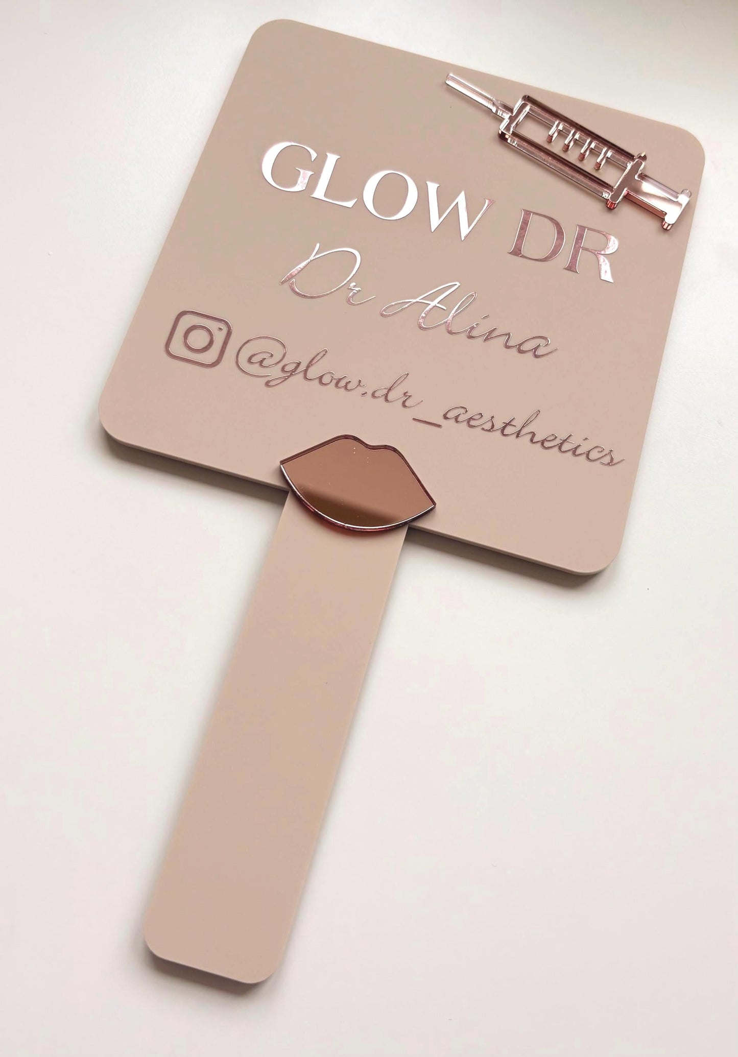 Personalised Square Aesthetics Logo Handheld Mirror