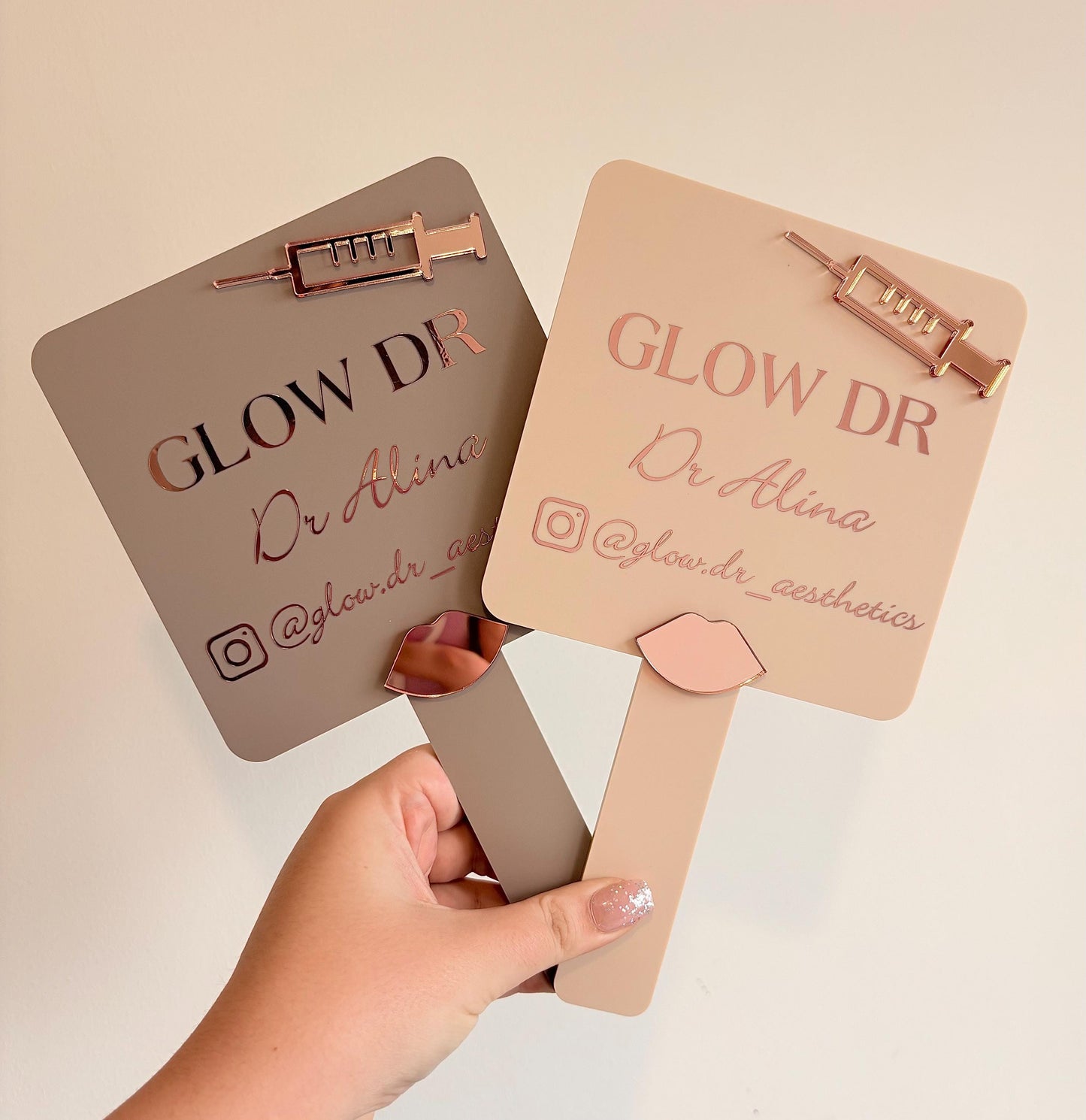 Personalised Square Aesthetics Logo Handheld Mirror