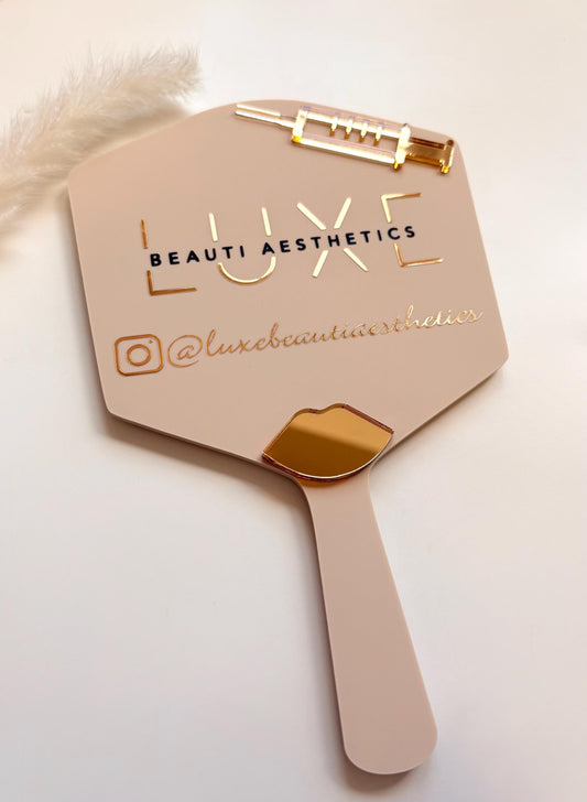 Personalised Aesthetics Mirror Logo | Custom Logo Mirror | Lip Filler Face Paddle