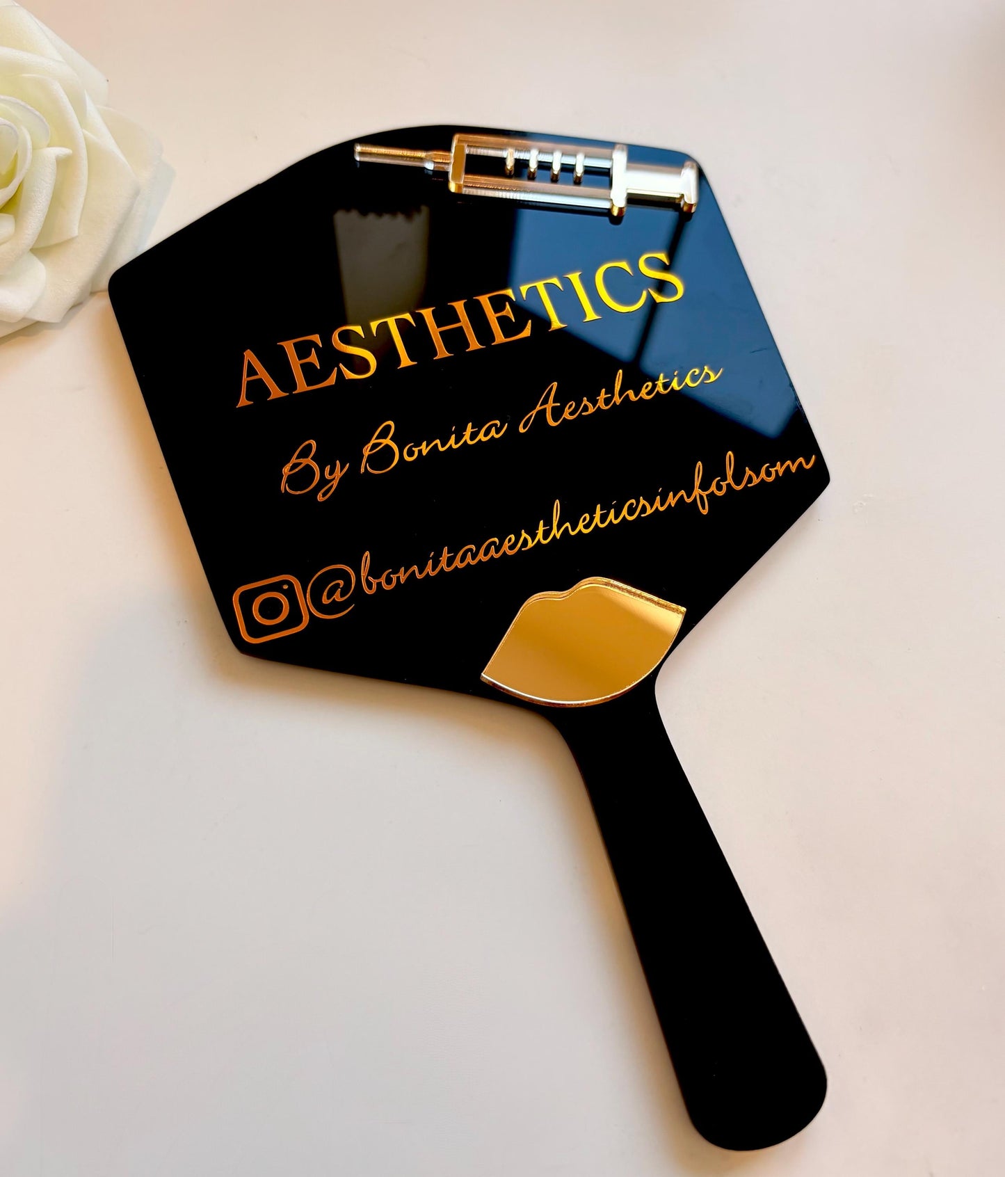 Personalised Aesthetics Mirror Logo | Custom Logo Mirror | Lip Filler Face Paddle