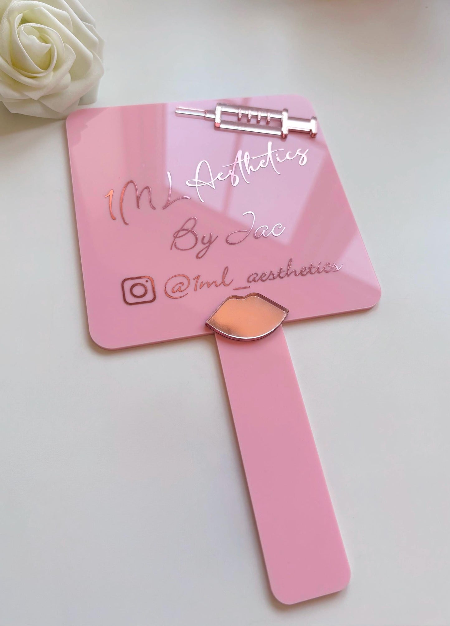 Personalised Square Aesthetics Logo Handheld Mirror