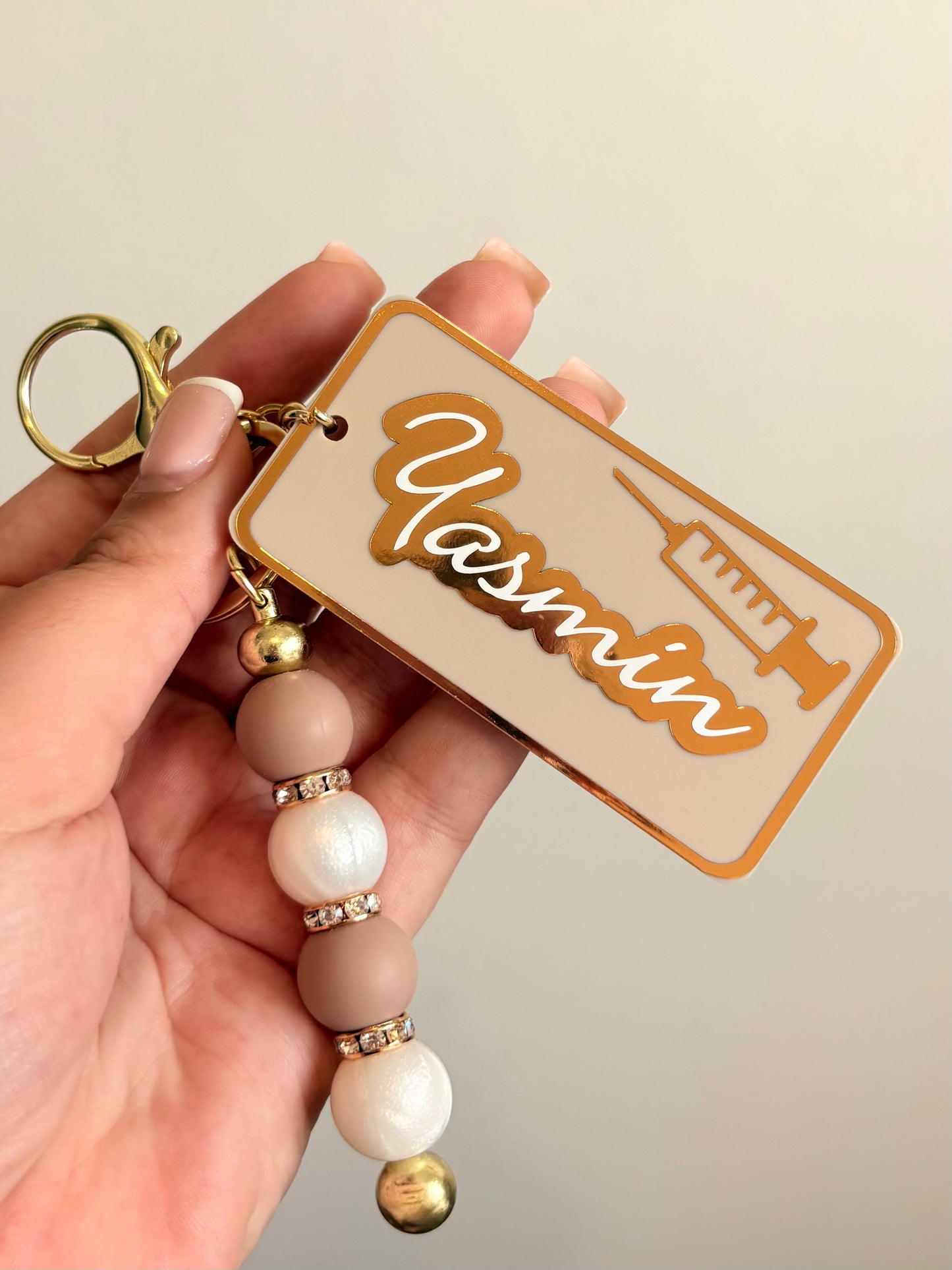 Personalised Beaded Keyring | Beauty Acrylic Keyring