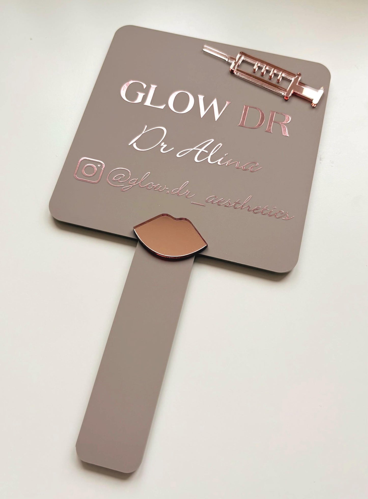 Personalised Square Aesthetics Logo Handheld Mirror