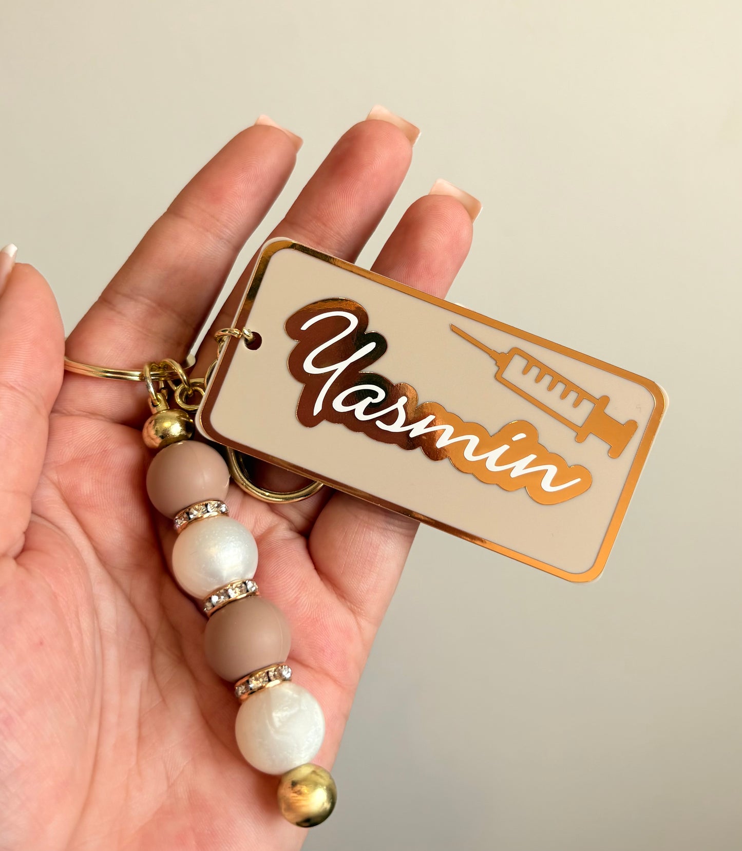 Personalised Beaded Keyring | Beauty Acrylic Keyring