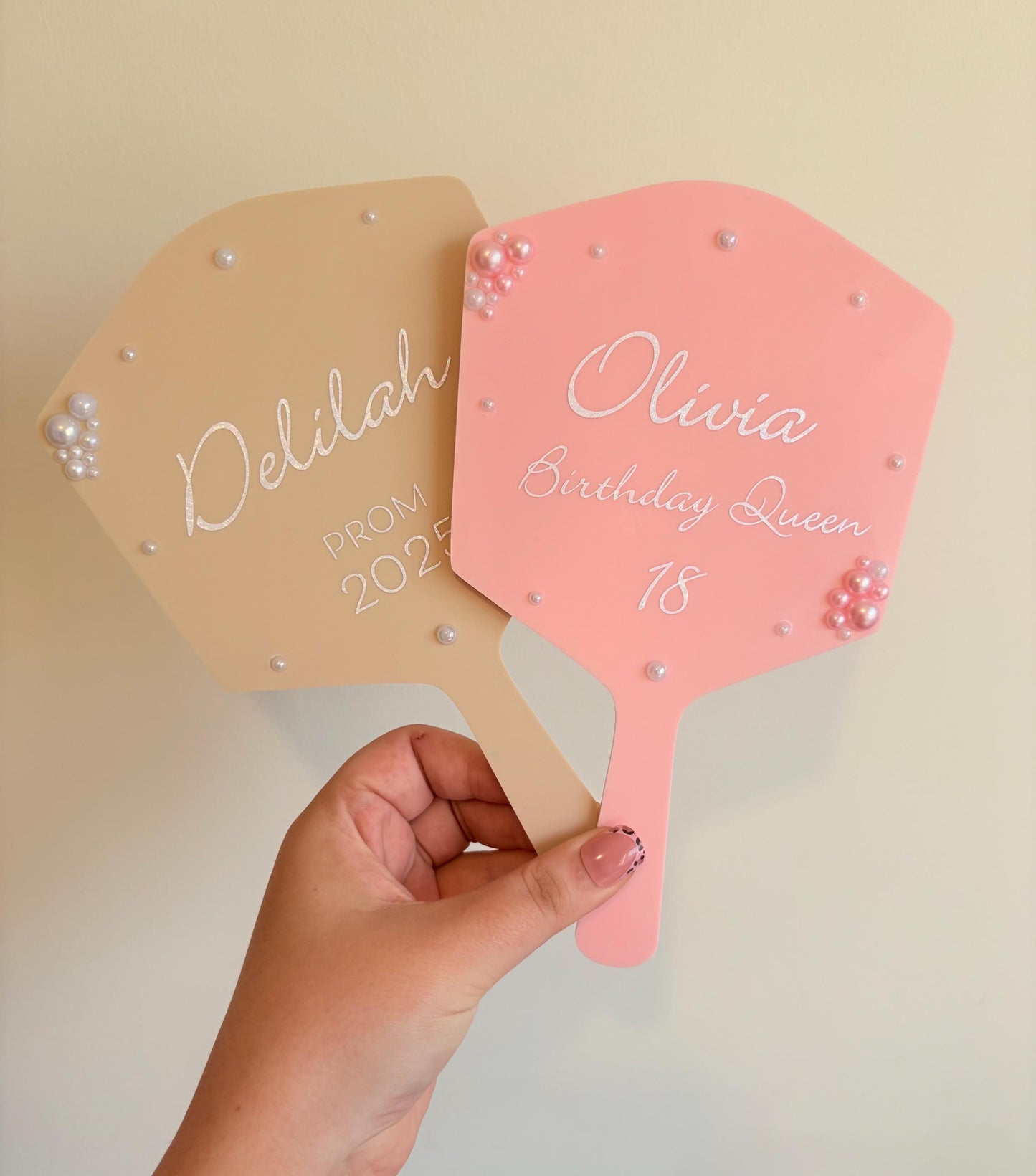 Personalised Pearl Handheld Mirror | Birthday Prom Gift | Gift For Daughter