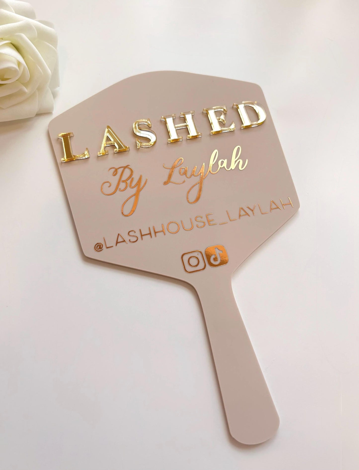 Personalised Eyelash Technician Prop | Handheld Mirror Social Media Prop