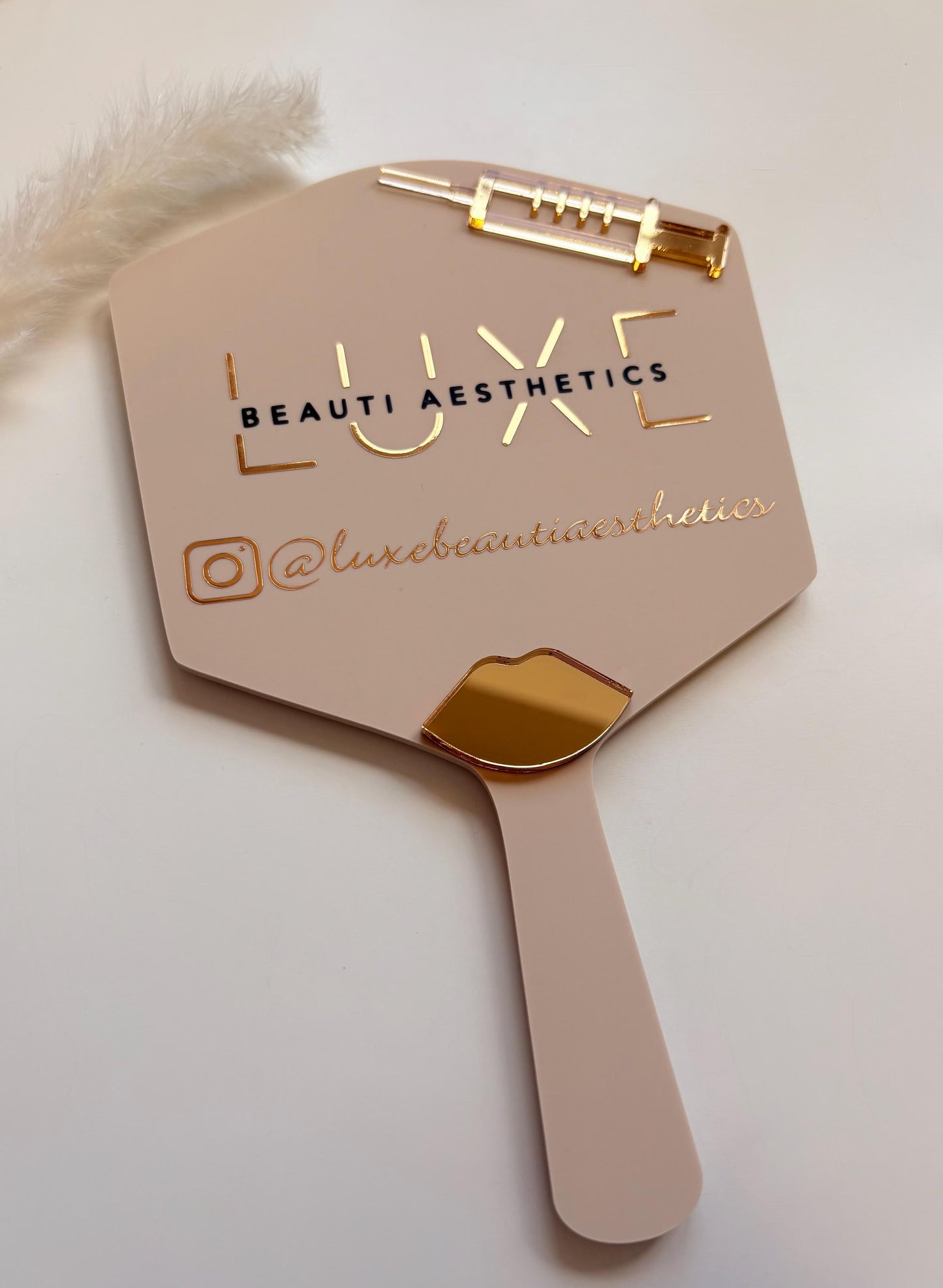 Personalised Aesthetics Handheld Mirror | Custom Logo Mirror | Aesthetics Clinic Mirror | Aestheticians Mirror | Lip Filler | DUO BUNDLE!