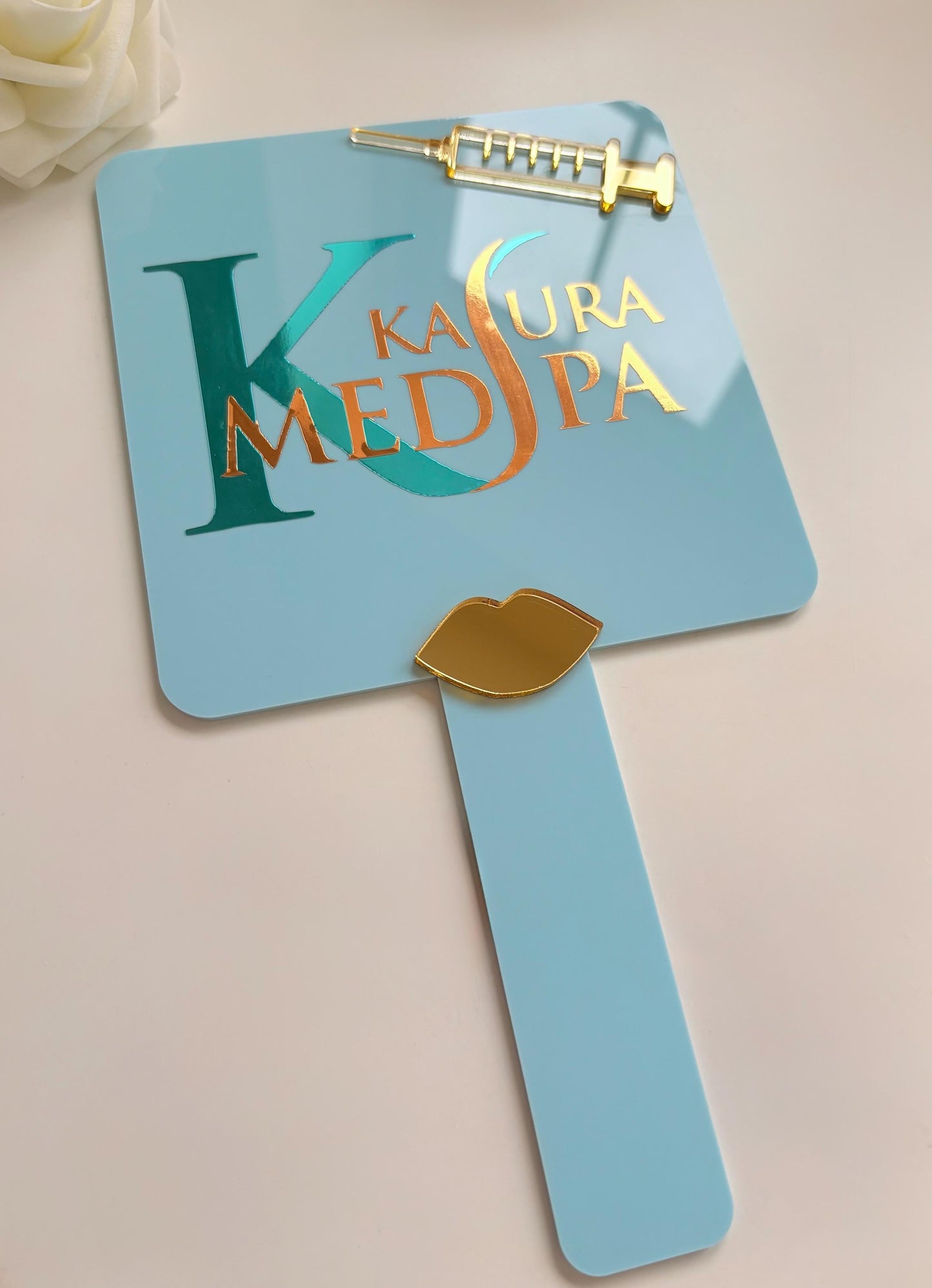 Personalised Square Aesthetics Logo Handheld Mirror