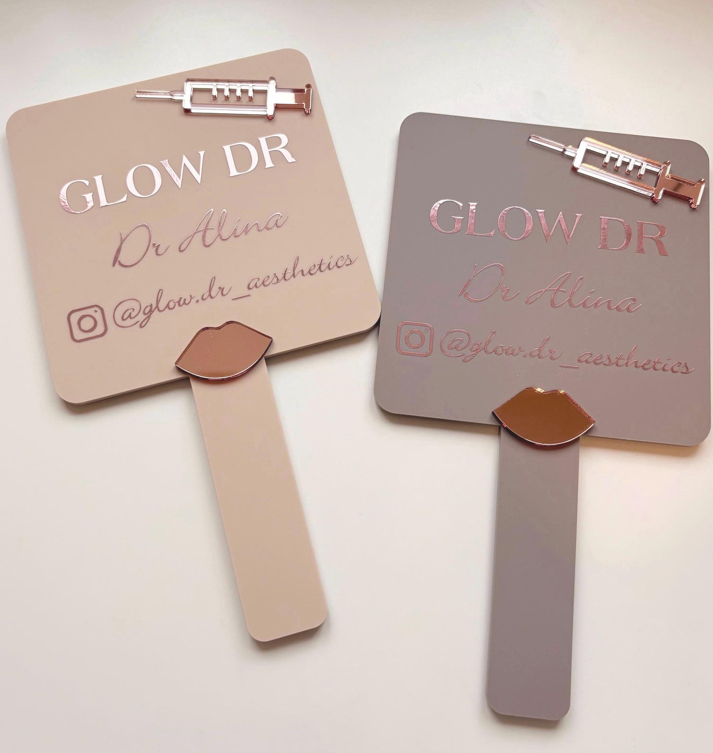 Personalised Square Aesthetics Logo Handheld Mirror